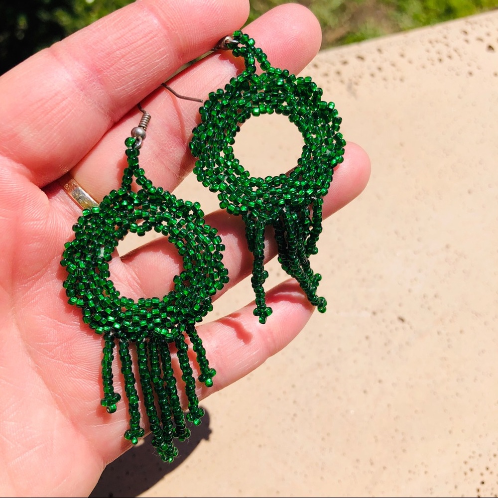 Handmade beaded huichol earrings